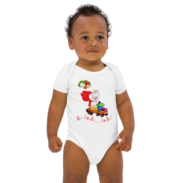 Mio Mao Little Train Organic cotton baby bodysuit