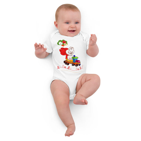 Mio Mao Little Train Organic cotton baby bodysuit